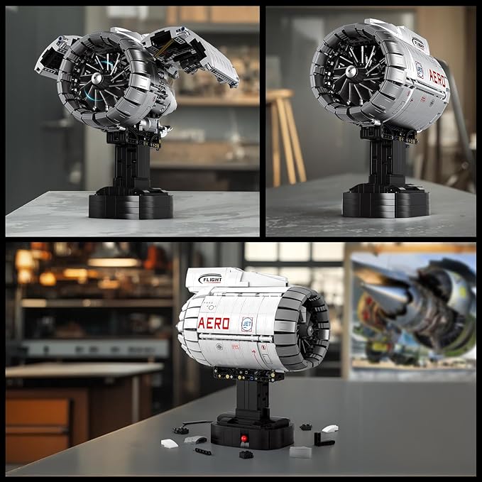 Reobrix Aircraft Engine Building Sets, Engine Model Kit That Works, Model Engine Kit for Adults with Motor 33019, STEM Mechanic Engineering Model Construction Toys for 14+ (1813 PCS)