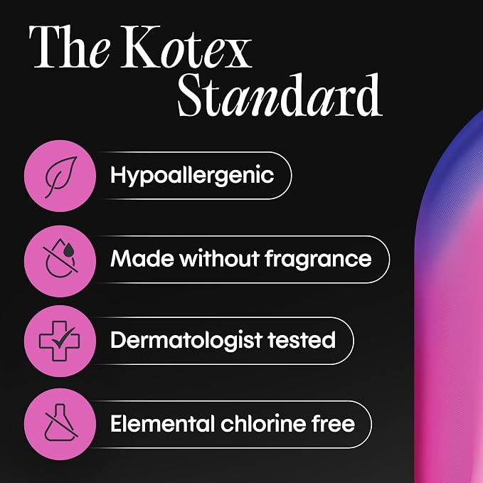 Kotex Overnight Maxi Pads with Wings, Extra Heavy Absorbency, 84 Count (3 Packs of 28)(Packaging May Vary)