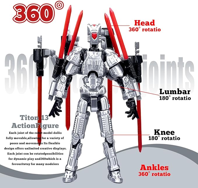 Assembly Completed T13 Action Figure，T13 mision 13 figuras originales 3D Printed Toys Nova 13Action Figures Desktop Decorations for Game Lovers Toy (Silvery, 5.5 Inch)