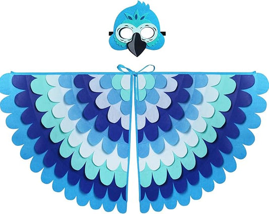 D.Q.Z Bird-Wings-Costume for Kids Dress Up, Felt Feathered Owl Parrot Chicken Animal Role Play Costume, Gift for Girl Boys