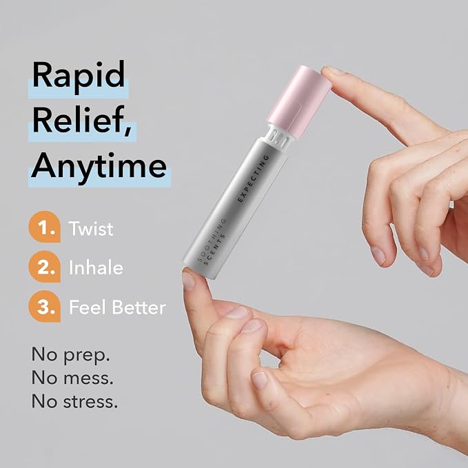 Expecting Aromatic Inhaler for Morning Sickness & Pregnancy Nausea – Non Drowsy Essential Oil Nasal Stick, Natural Vapor Inhalation for Queasy Relief & Tummy Comfort, 2.25 Milliliters