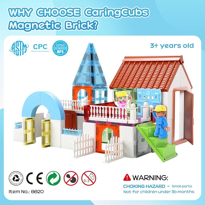 Magnetic Tiles for Kids, Magnet Building Set, Magnet Toys for 3+ Year Old Boys and Girls, Colored Magnetic Tiles Building Blocks (105 PCS)
