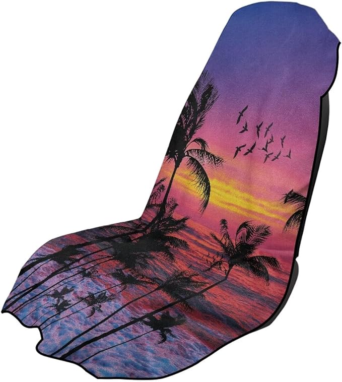 INSTANTARTS Coconut Tree Evening Sunset Car Seat Towel Cover Yoga Towel Car Seat Cover