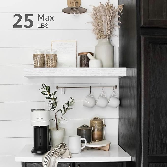 QEEIG Floating Shelves for Wall Bathroom Shelf Bedroom Kitchen Living Room Hanging Book Shelves Small Farmhouse Decor 16 inch Set of 3, White (015-W3)