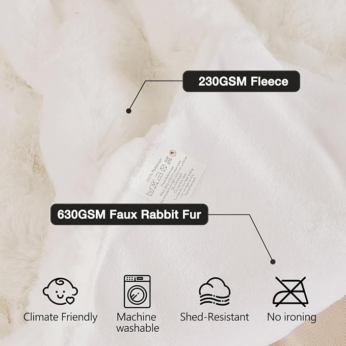 ORINOVA Light Beige Twin Fuzzy Faux Fur Throw Blanket for Couch Bedroom Living Room Furry Soft Fluffy Bed 60x80 Thick Warm Blanket for Winter Home Gifts 860 GSM