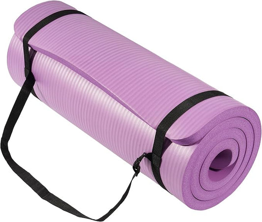 Fitvids 1 Inch Thick Yoga Mat 71x24 Inch - Non Slip Workout Mat with Carry Strap, Multiple Colors - Versatile Exercise Mat for Home, Gym, Pilates, Meditation - For All Skill Levels