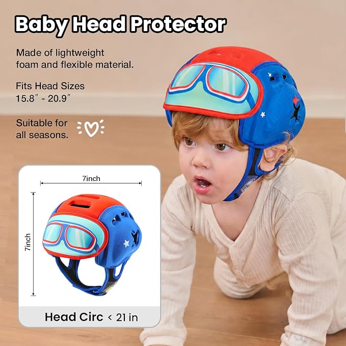 Baby Head Protector Baby Helmet for Crawling and Walking - No Bumps and Soft Safety Peak - Ultra Light and Adjustable Baby Head Protector Suitable for Babies 6-24 Months-Winged Star