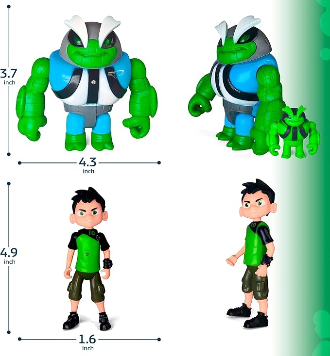 Toysvill Inspired by Cartoons Action Figures - Set of 11 Toys [Grey Matter, Rath, Slapback, Hot Shot, Armored, Shock Rock, Vilgax, Rustbug Ben, Humungousaur, Omni Enhanced Overflow]