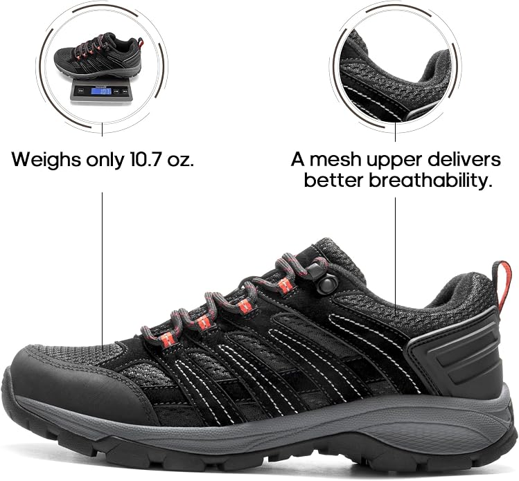 NORTIV 8 Women's Lightweight Hiking Shoes | Breathable Walking Sneakers Slip-Resistant For Outdoor Work Travel Daily Wear Wander