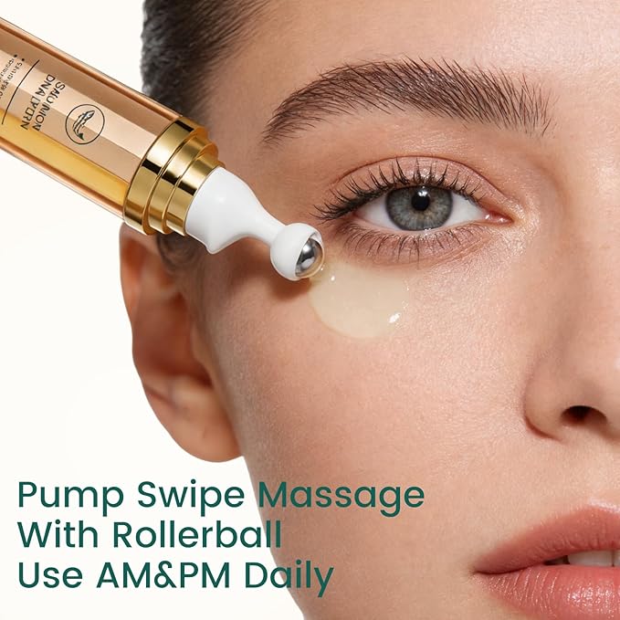 Instant Eye Tightener Puffy Eyes Roller Serum with Salmon DNA PDRN Peptides and Niacinamide Dark Circle, Under Eye Bags, Wrinkle Treatment Cream Eye Serum for Depuffing Firming Anti-Aging, 0.5 fl.oz