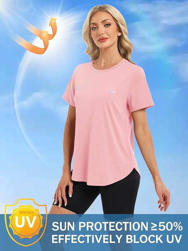 BKRIVE Workout Tops for Women UPF 50+ Quick Dry Shirts (S-3XL) | Ideal for Hiking, Yoga, Running, Gym workouts, Pilstes, Tennis & Travel. Lightweight, Breathable & Moisture wicking