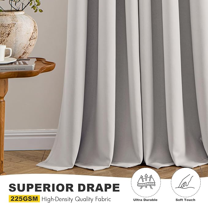 MIULEE Blackout Curtains for Bedroom 2 Panels 40 x 72 Inch Long Cobblestone | Thermal Insulated, Living Room Darkening Grommet Drapes, Noise Reducing, Light Blocking Window Treatments