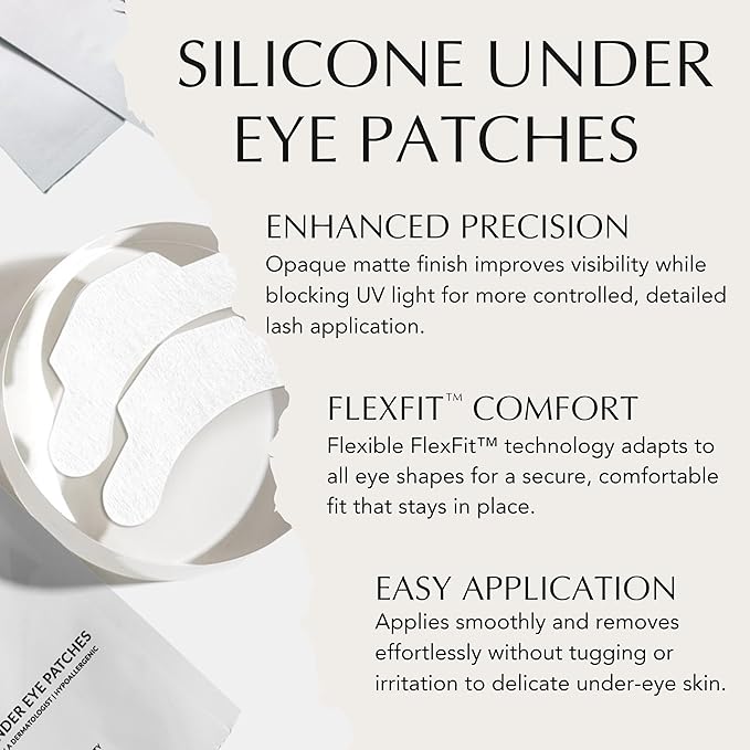 Xtreme Lashes Silicone Under Eye Gel Patches, 4 Pairs, Hypoallergenic, Matte, UV Blocking Lower Eye Pads for Lash Extension Application, FlexFit Technology, Self-Adhering