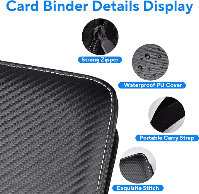 Portable 9-Pocket Trading Card Binder, Holds 720 Cards with 40 Removable Double-Sided Sleeves, Baseball Card Binder Card Storage Organizer Album for Boys, Girls, Sports & Game Cards