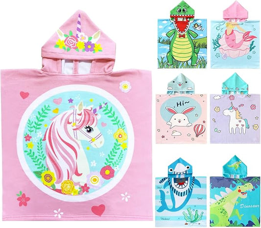 NovForth Kids Beach Towel for Boys Girls, Mermaid Hooded Bath Towel Wrap, Toddler Pool Towel with Hood