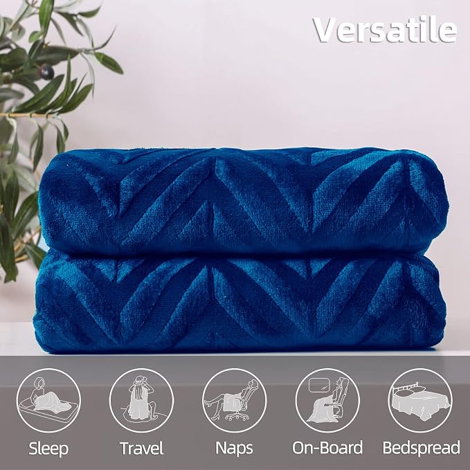 Whale Flotilla Flannel Fleece Throw Blanket for Couch Sofa Bed, Soft Velvet Lightweight Throws Plush Fluffy Chevron Design Decorative Blankets for All Season, 50x60 Inch, Royal Blue | Lightweight Breathable Soft Sofa Throws, Plush Fluffy Chevron Design...