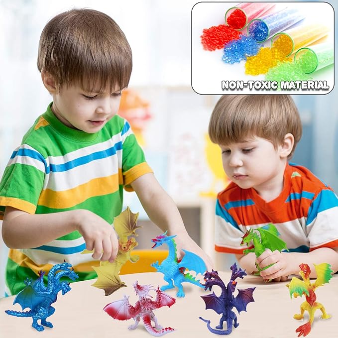 12Piece Dinosaur Model Realistic Flying Dragon Gift Box Toy, 4 inch sci-fi Game Monster Triceratops Pterodactyl Party Gifts Boys Hobbyist Prize