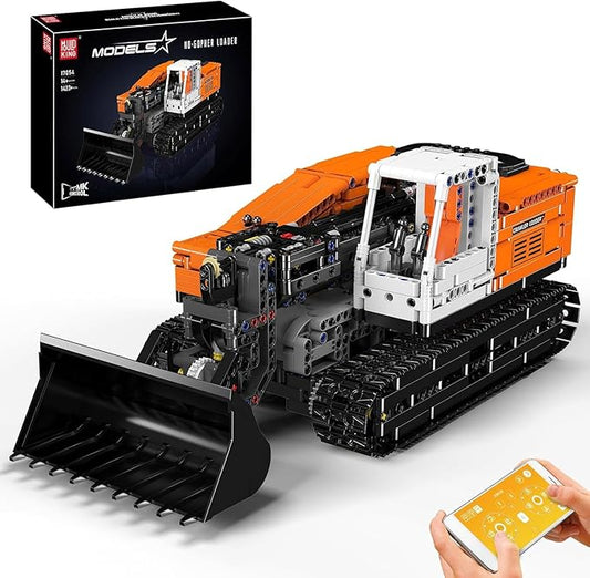 Mould King 17054 Pneumatic Front Loader Building Sets, MOC Gopher Loader Engineering Vehicle Model with APP/Remote Control, Gift for Age 14+/Adult Collections Enthusiasts (1423+ Pieces)