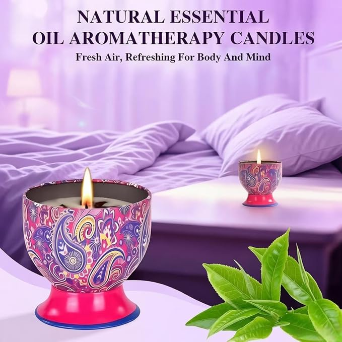 Scented Candles Gift Set of 4，Aromatherapy Candle, Aromatherapy Non Toxic Candle，Natural Soy Wax Portable Travel Tin Candle, Birthday Gifts, Gifts for Ladies/Gentleme