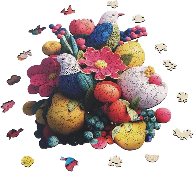 MEATRN Wooden Puzzles for Adults - Flowers & Birds Wooden Jigsaw Puzzles, 202 Pcs Laser-Cut Wood Puzzle Adults, Relaxing Mindful Puzzle Game, Unique Gift for Family and Friends, 9.8x12in