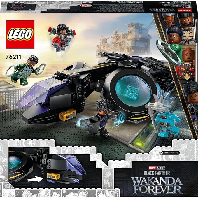 Lego 76211 Marvel Shuris Sunbird, Black Panther Building Toy, Airship for Children, Wakanda Forever Set, Avengers Superhero Gift