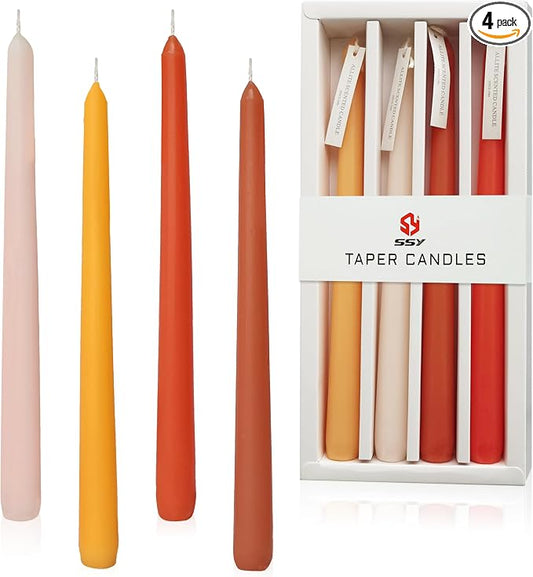 4 PCS Citrus Scented Taper Candles Gradient Orange Candlesticks Smokeless Candle Colorful Long Candles 10 inch for Christmas Wedding Festival Home Decor