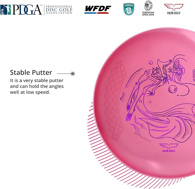 Yikun Professional Disc Golf Putter Putt & Approach 165-170g Straight Flying High Glide Putter Perfect for Outdoor Games and Competition (Pink)
