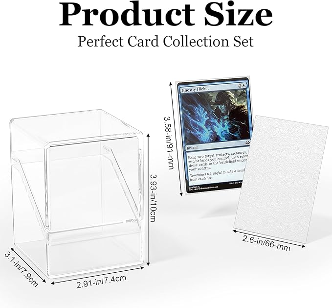 YSCare Card Deck Case, Clear Deck Box with 100 Pack Card Sleeves and Divider, Standard Size Commander Deck Storage Box Perfect Fit for MTG, Sport, Trading Cards (White)