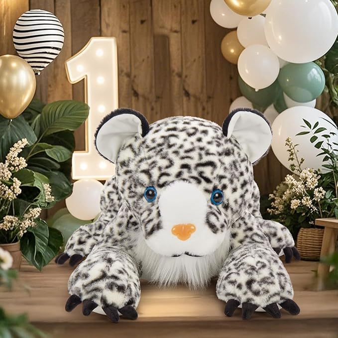 MaoGoLan Giant Snow Leopard Stuffed Animal Pillow – 47” Soft & Fluffy Cheetah Plush Toy, Large Realistic Jaguar Stuffy Christmas Birthday Gifts for Kids Girls Boys