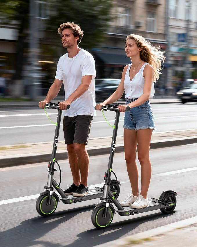 NAVIC Electric Scooter with Dual Suspension/Braking, 350W/500W Motor, 19/22 Mph,Max 22/25/27/49Miles Range, Foldable E Scooter for Adults with App