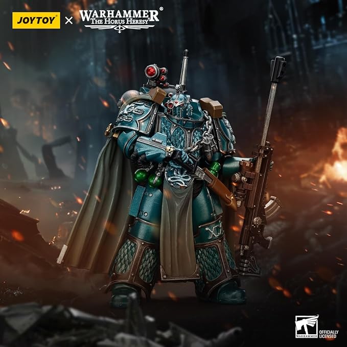 JOYTOY Warhammer The Horus Heresy Alpha Legion Exodus 'The One who is Many’ with Sniper Rifle and Power Dagger - 1:18 Scale 5.03in Action Figure Mecha Joy Toy Collection Model