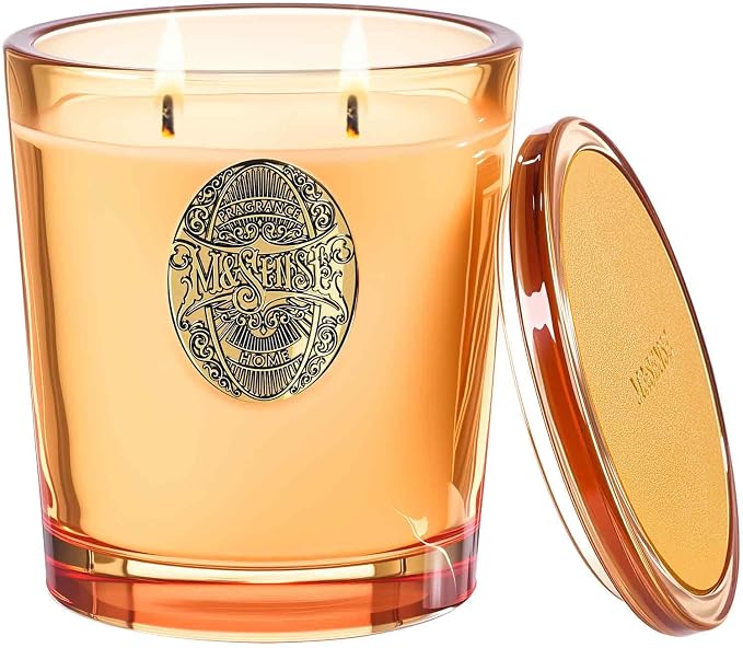 M&SENSE Large Two-Wick Soy Candle | Basil Ginger & Orange | 19.8 oz, 120H Burn Time | Luxury Scented Candle for Relaxation, Gifting, Home Décor | Ideal for Bedroom, Office, Party Ambiance