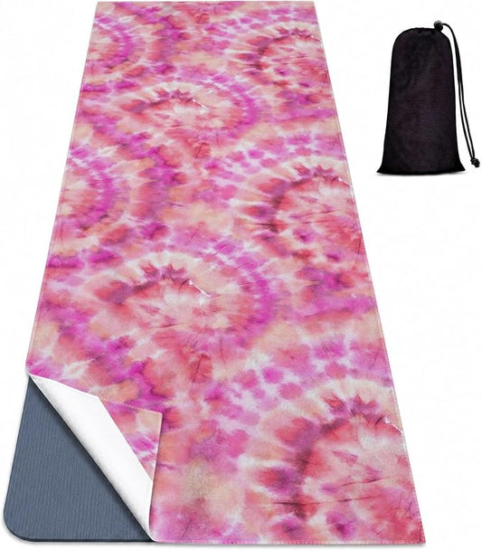 Yoga Mat Towel, Hot Yoga Non Slip with 4 Corner Pockets, 70 x 26 in | Soft Absorbent Microfiber With Four Corner Pockets, Fits Over Yoga Mats For Hot Yoga, Pilates, Gym, And Travel