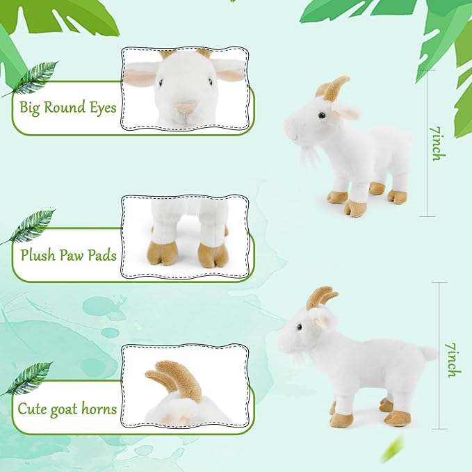 Stuffed Animals Toy Farm Animals 8 INCH,Plushies Stuffed Animals for Girls Plush Toys Little Stuffed Animal, Cute Stuffed Animal Plush Toy for Boy Girls (Standing Goats)