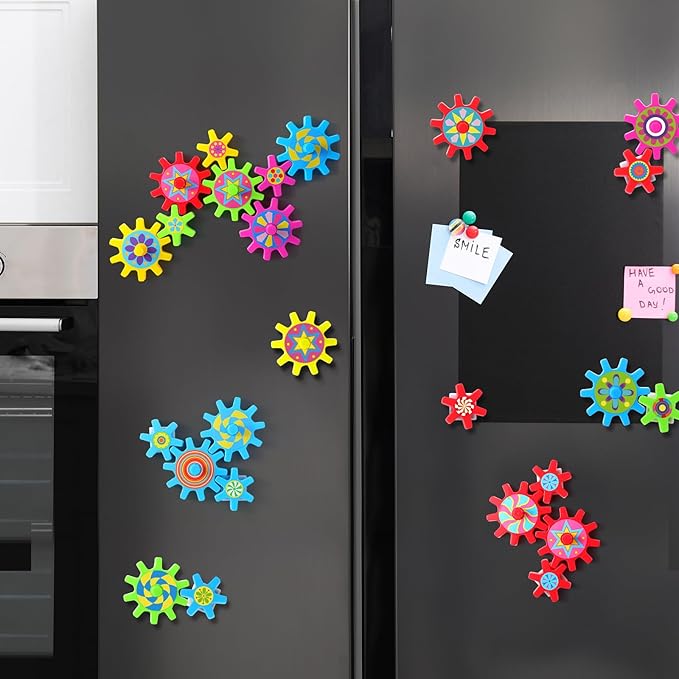 36 Pcs Magnetic Gears Interchangeable Learn Magnetic Spinning Gears for Magnetism Refrigerator or Whiteboard (Colorful Style)