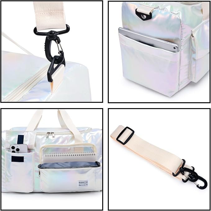 Small Gym Bag for Women, Travel Duffle Bag Carry On Weekender Bag with Shoe Compartment