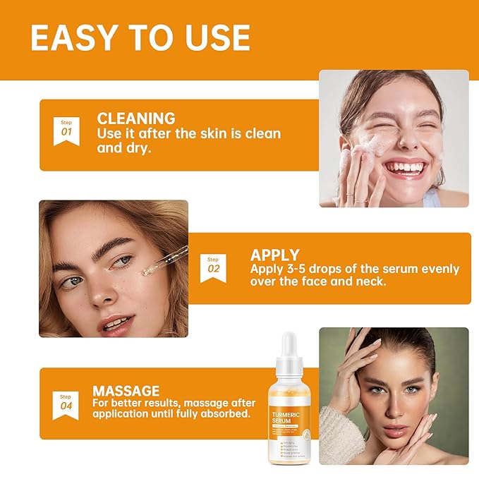 Turmeric Serum for Face, 30 ML/ 1 PCS Anti Aging Turmeric Facial Serum, Turmeric Oil, Moisturizes & Firms Skin, Reduces Wrinkles & Fine Lines, Skin Care Essence for Dryness, Hydrates Face