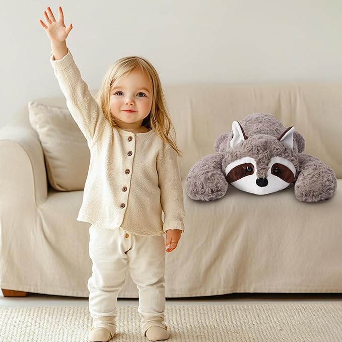 Niuniu Daddy 20" | 3.3 Pound Weighted Stuffed Animals for Kids, Fluffy Raccoon Sensory Plush Animal Toy for Sleeping Hugging, Cute Raccoon Weighted Pillow for Birthday Holiday Easter as Gifts Presents