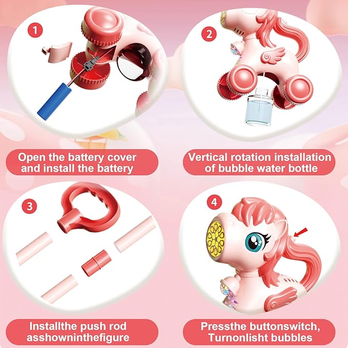 Bubble Lawn Mower for Kids Toys Age 3 4 5 Year Old: Unicorn Bubble Machine for Toddlers 1-3, Backyard, Travel, Party, Outdoor Toddler Toys, Birthday Gifts for Toddler Girls