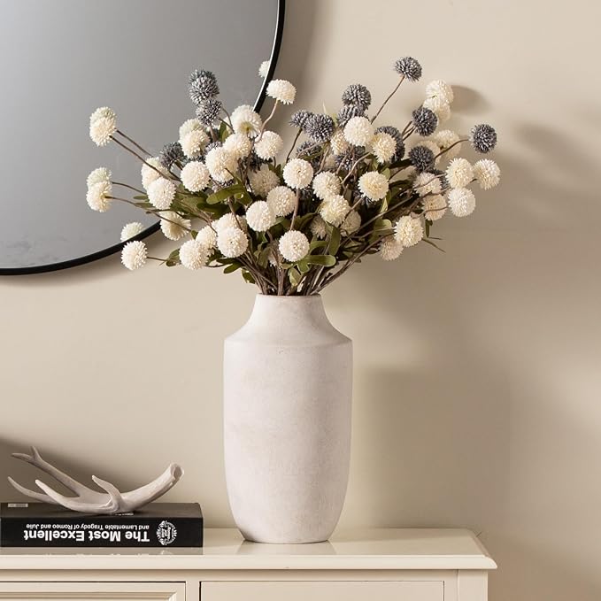 Mitt&Ditt Ceramic Flower Vase, 12.5 inch Tall Off-White Vase, Large Decorative Terracotta Vases, Farmhouse Rustic Pottery Vases for Home Decor, Living Room, Table