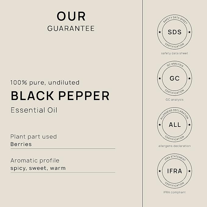 VINEVIDA Black Pepper Essential Oil - Gallon - 128 Fl Oz (3948.87 ml) - Undiluted - Natural - Cleansing - DIY Scents