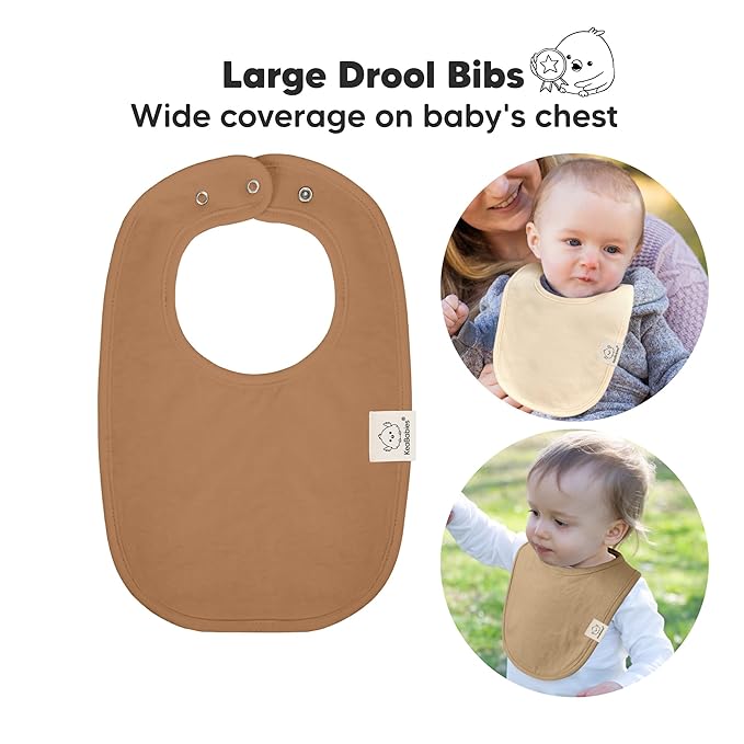 KeaBabies 8-Pack Organic Baby Bibs for Drooling and Teething - Soft Cotton Bibs for Baby Girl, Boy, Extra Absorbent, Easy to Clean & Put On for Toddler, Newborn, Infant 0-24 Months (Terracotta)