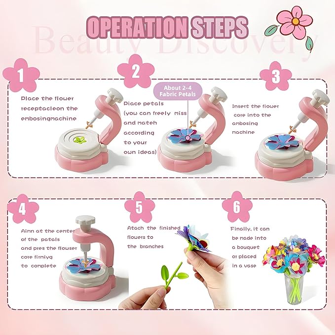 Toys for 4 5 6 7 8 12 Year Old Girl Christmas Birthday Gift Ideas, DIY Flower Bouquet Arts and Crafts Supplies Kit for Kids Learning Activities Ages 4-8-12, Summer Toys Set Toddler