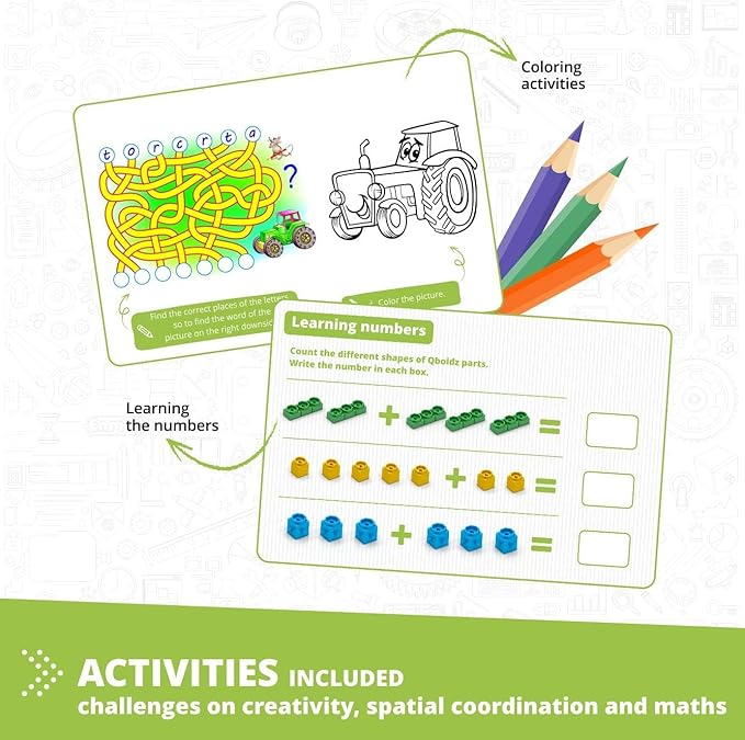 Engino QBOIDZ Farm Tractor, Building Blocks Ages 4+, STEM Toys for Boys & Girls, Building Kit, Preschool Educational Toys Combining Fun with Science, Technology, Math (10 Models)