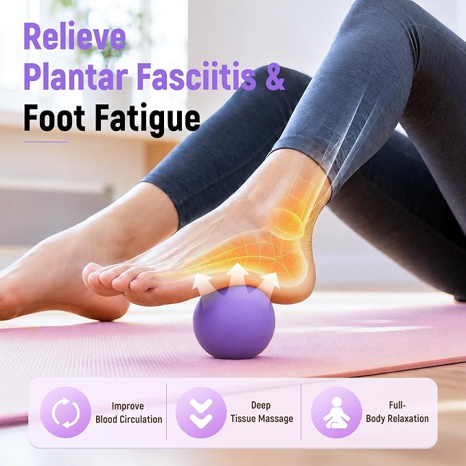 Massage Ball Lacrosse Ball for Myofascial Release, Massage Deep Tissue for Back, Neck, Foot Trigger Point Therapy, Full Body Muscle Knots, Relieving Muscle Pain (Purple)