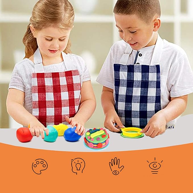 32-Piece Dough Tool Set for Kids – Dough Play Tools with Molds, Rollers, Extruder, Cutters & Scissors –Clay Tools for Creative Play (Random Colors)