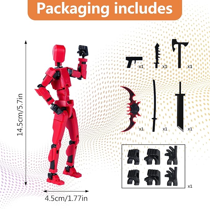 Action Figure Set, Model 13 Action Figure, Multi-Jointed Movable,Gift Box Packaging, Great for Loved Ones and Friends(Red)