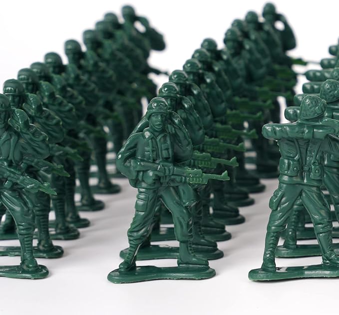 2-Inch Plastic Army Men Action Figures, 10 Unique Sculpts, Pack of 100 (Green)