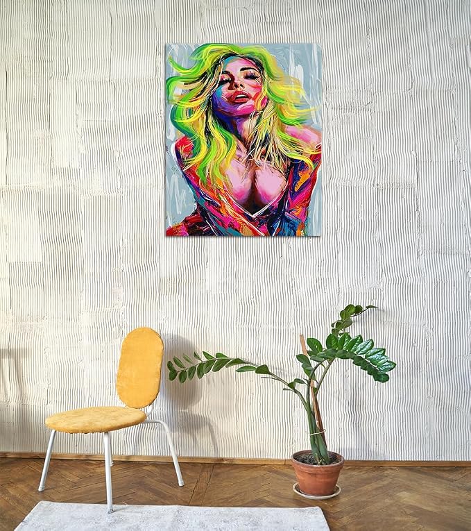 Yeesjoee Sexy Woman Abstract Adults Graffiti Canvas Wall Art Paintings Modern Pop Picture Expressionism Posters Sensual Bedroom Living Room Apartment Hotel Office Party Backdrop Decor, 18x24 in Framed