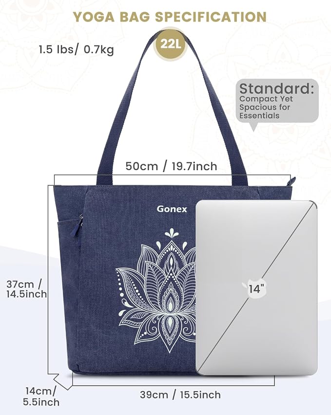 Gonex Yoga Mat Bag, Large Tote Bag with Multi Pockets for Women Men, Canvas Mat Carrier, Full Zipper Easy Access for Pilates Gym Travel